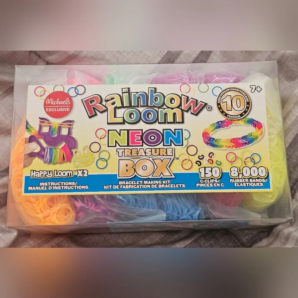 New Rainbow Loom Neon Bracelet Box with 8000 Rubberbands